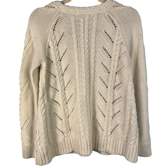 Anthropologie Knitted Knotted Cable Knit Braided Ribbon Heart Sweater Size Small - Picture 7 of 11